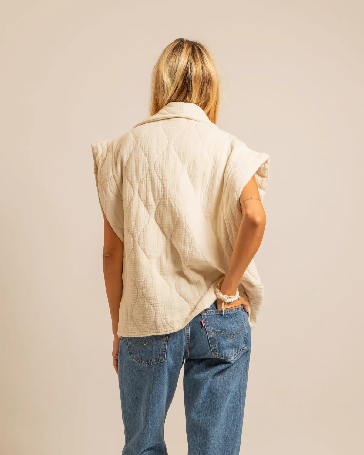 AOKYANOS Brooklyn Crème gilet double gaze coton