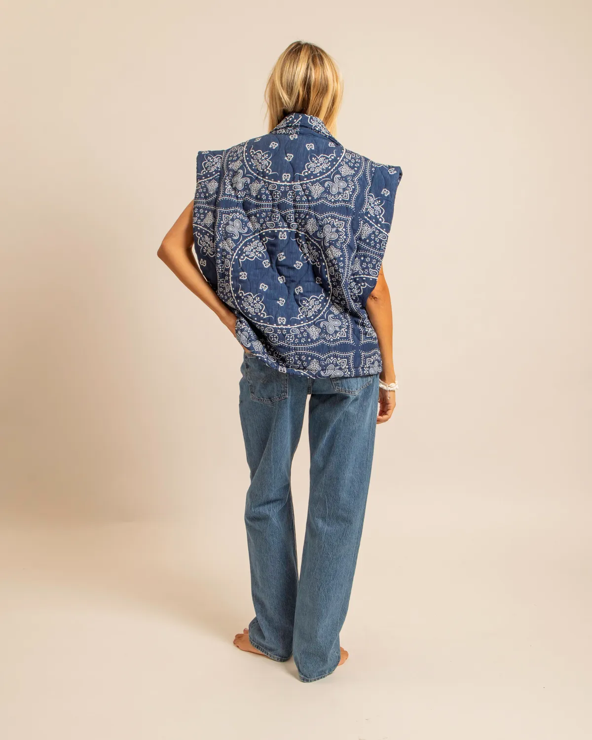 Aokyanos Brooklyn Bandanas Bleu gilet matelassé viscose