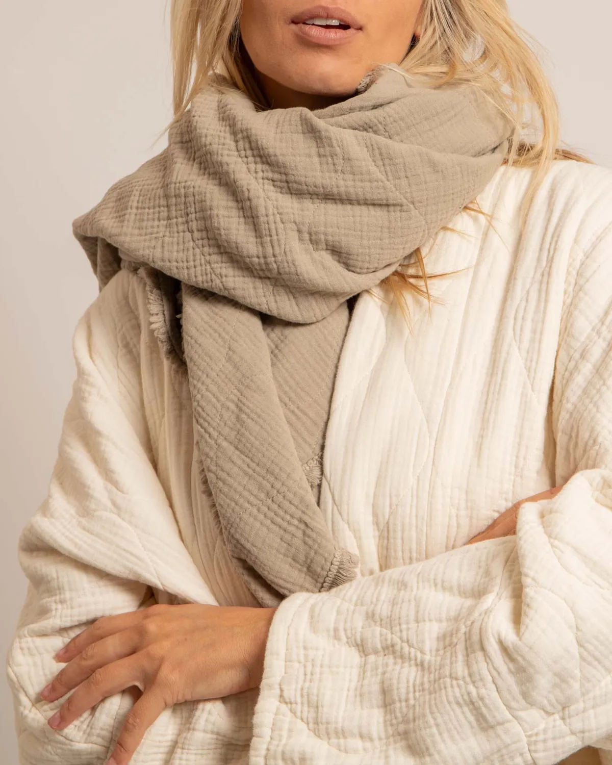 AOKYANOS Toronto Beige chèche coton 120x90 cm