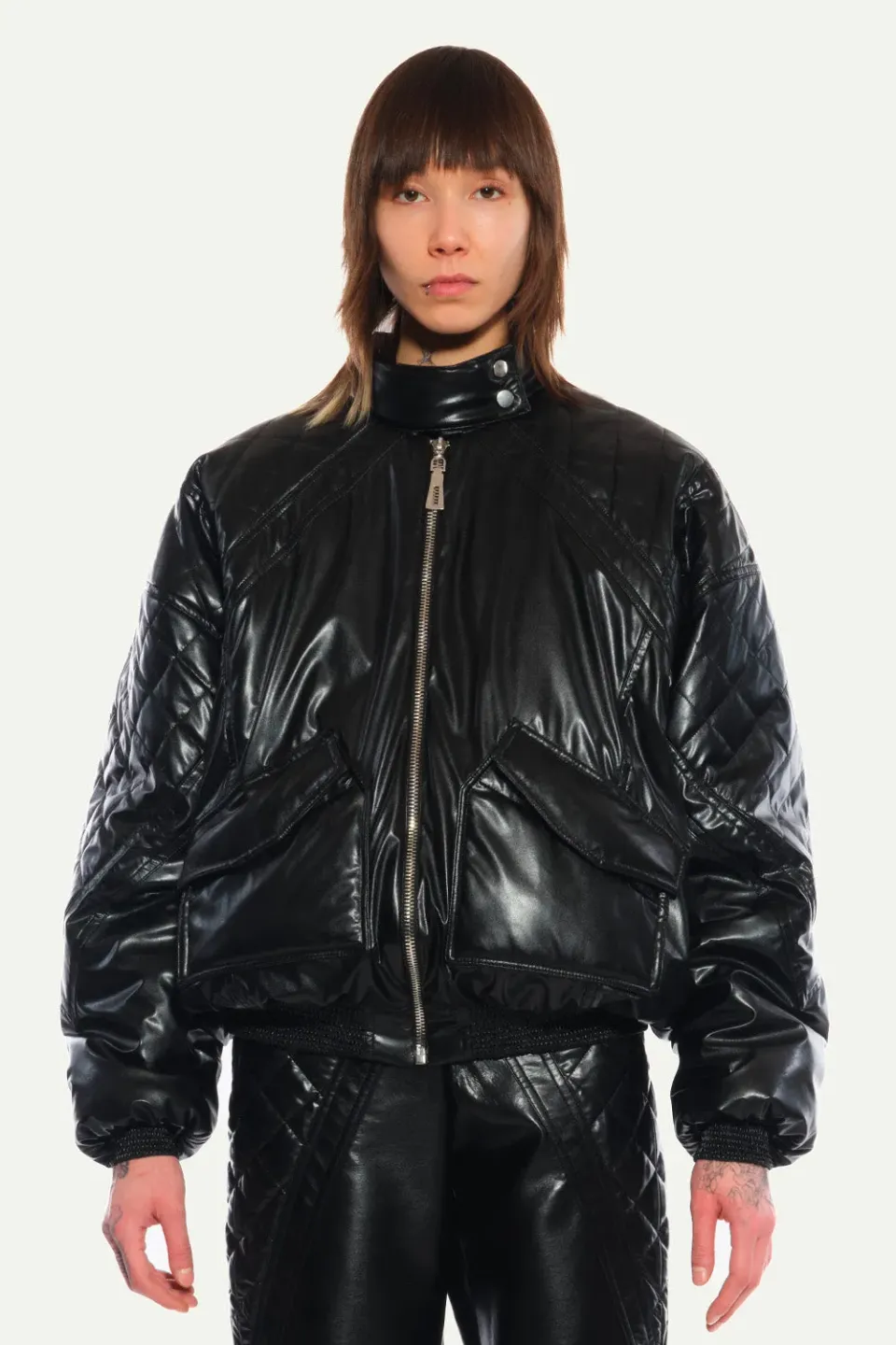 Jeanne Friot Biker Bombers blouson noir vegan matelassé