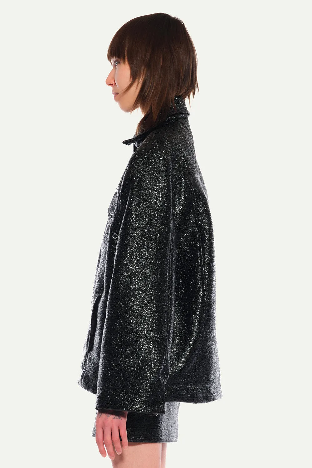 Jeanne Friot Lou veste vinyle noire iridescente L