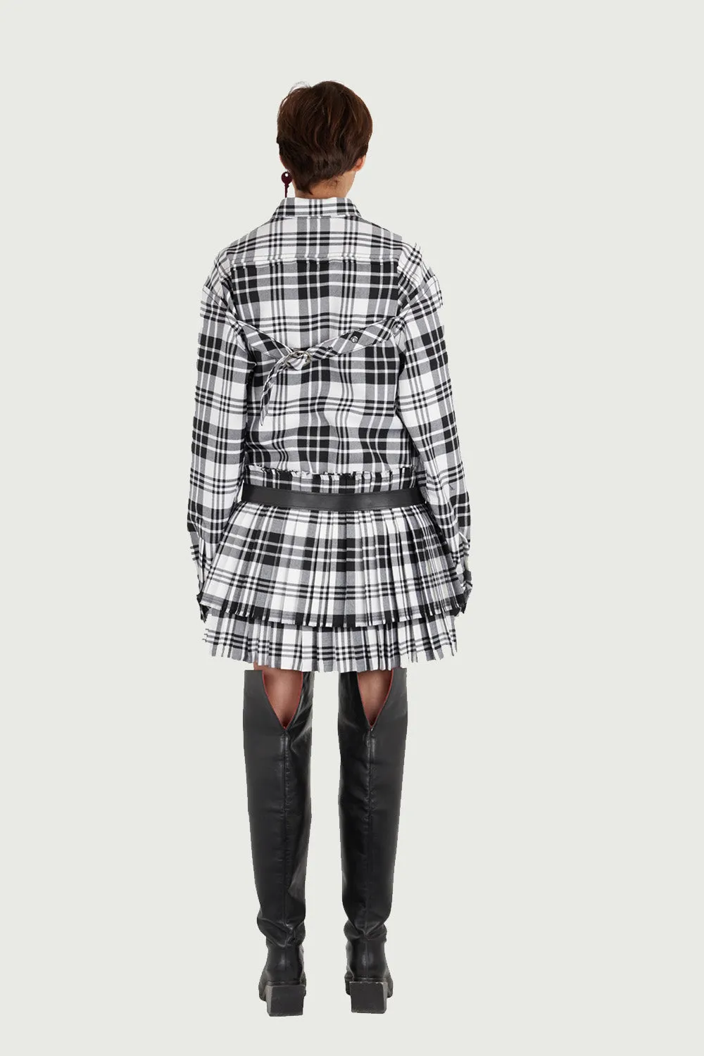 Jeanne Friot Tartan Mini Kilt jupe noir blanc M