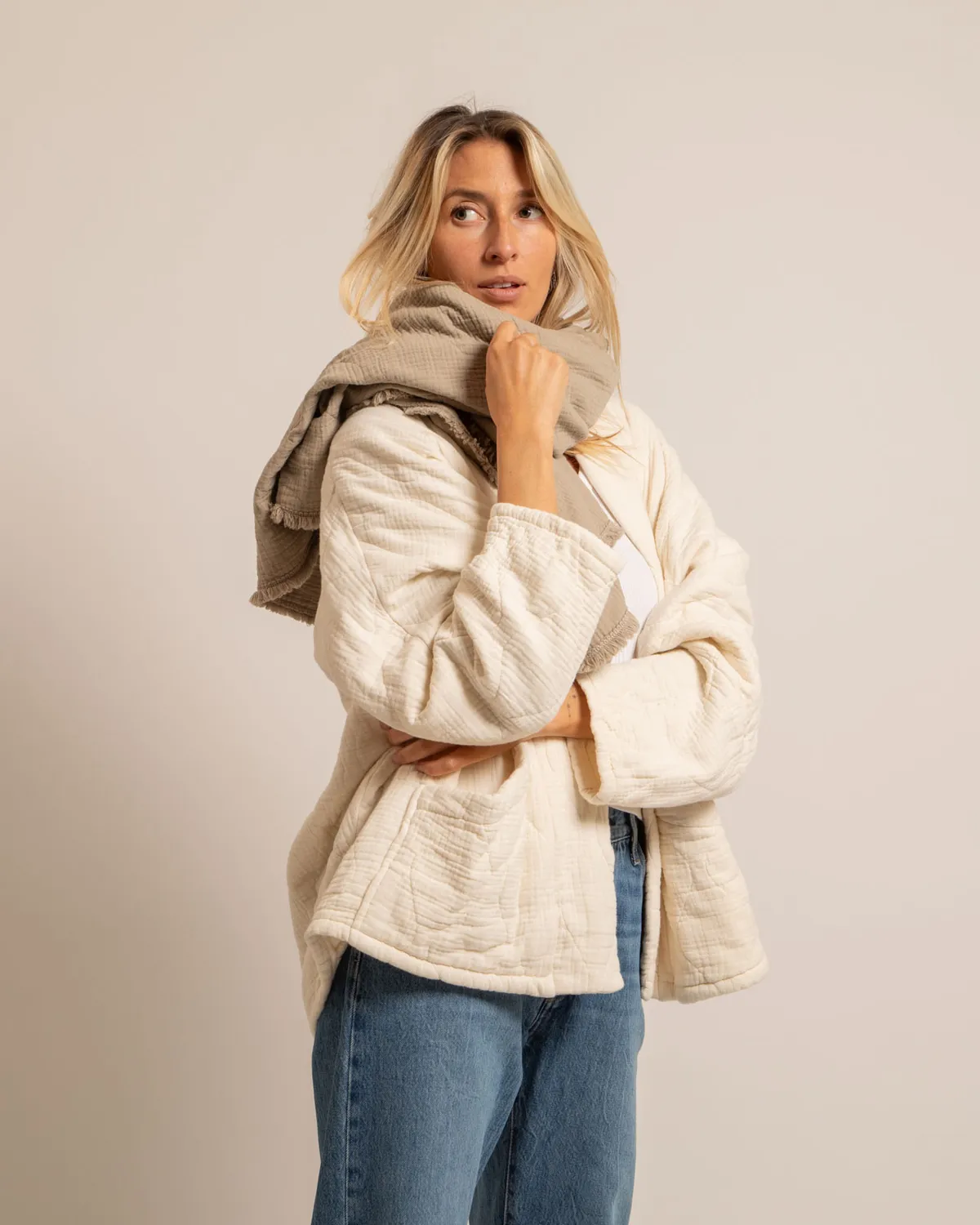 AOKYANOS Toronto Beige chèche coton 120x90 cm