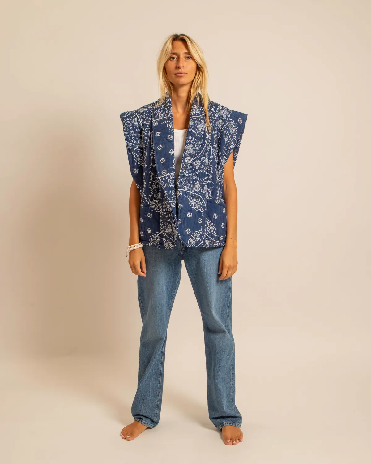 Aokyanos Brooklyn Bandanas Bleu gilet matelassé viscose