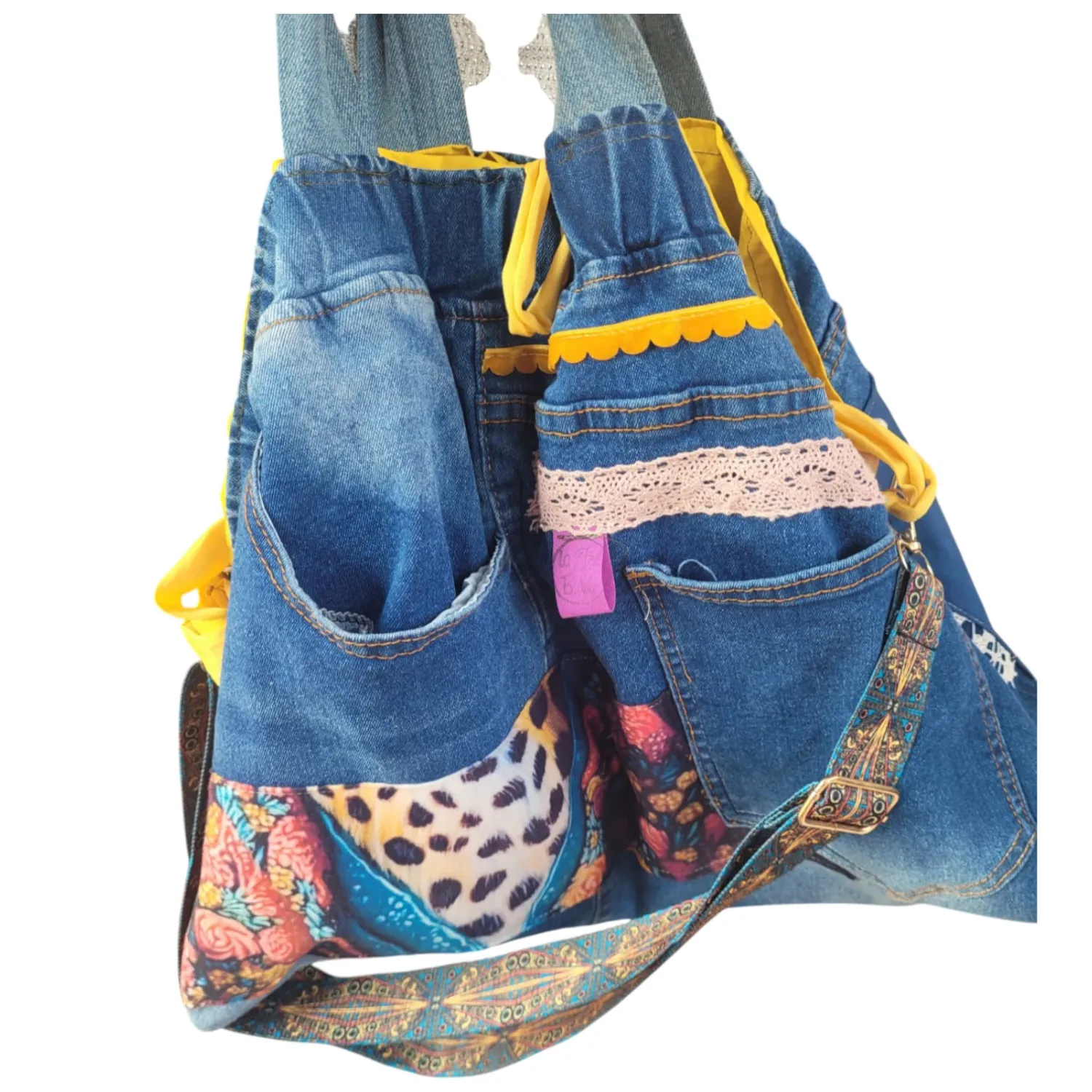 La Fée Bidule Panthère sac en jean upcyclé