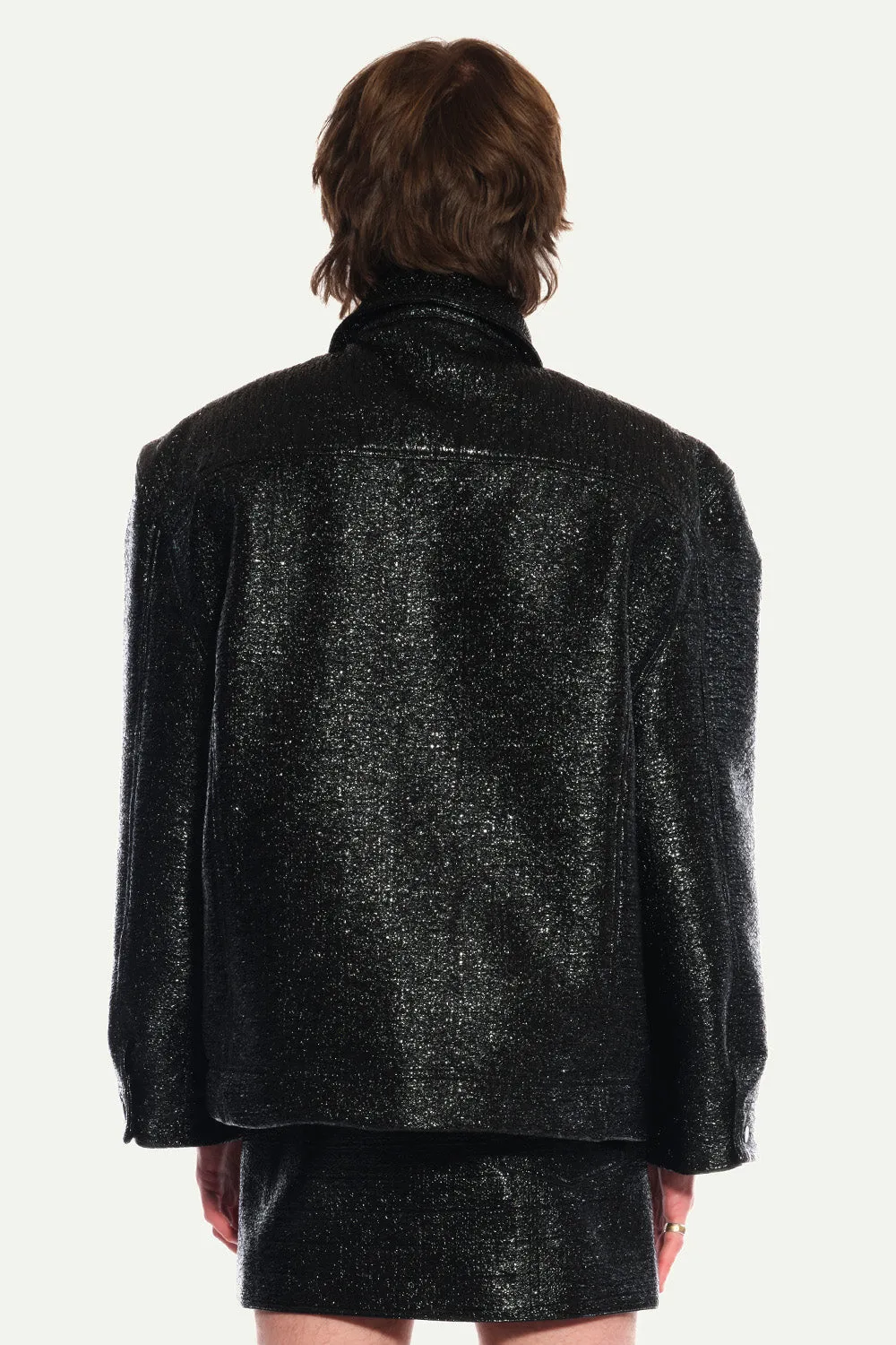 Jeanne Friot Lou veste vinyle noire iridescente L