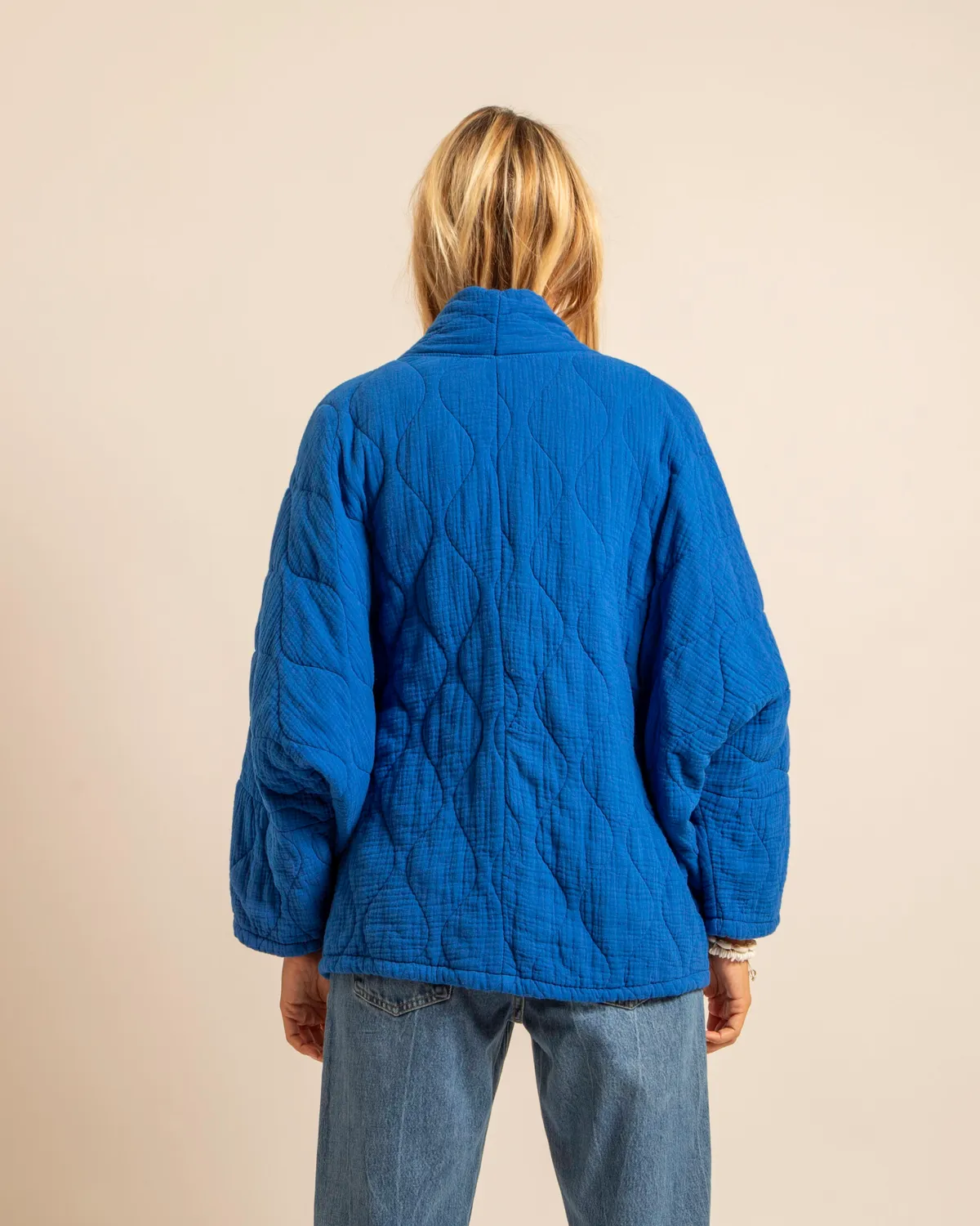 Aokyanos Chicago veste bleue kimono matelassée