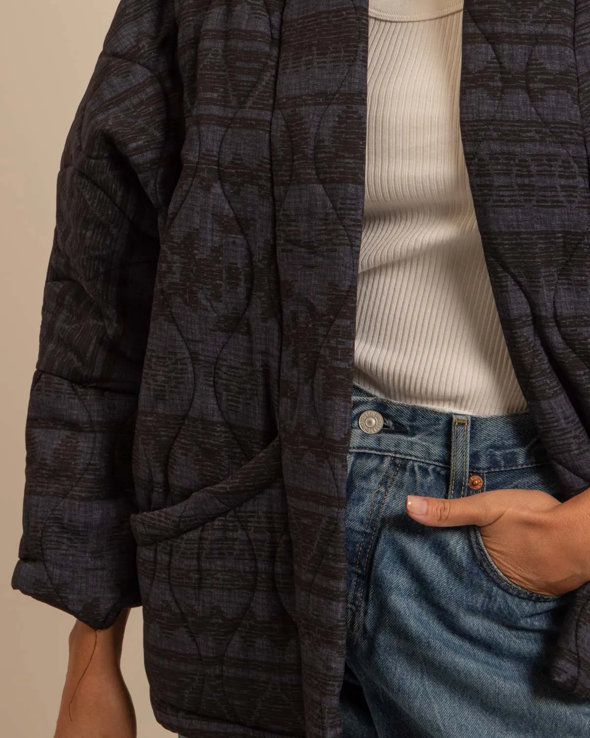 AOKYANOS Chicago veste navy imprimé viscose