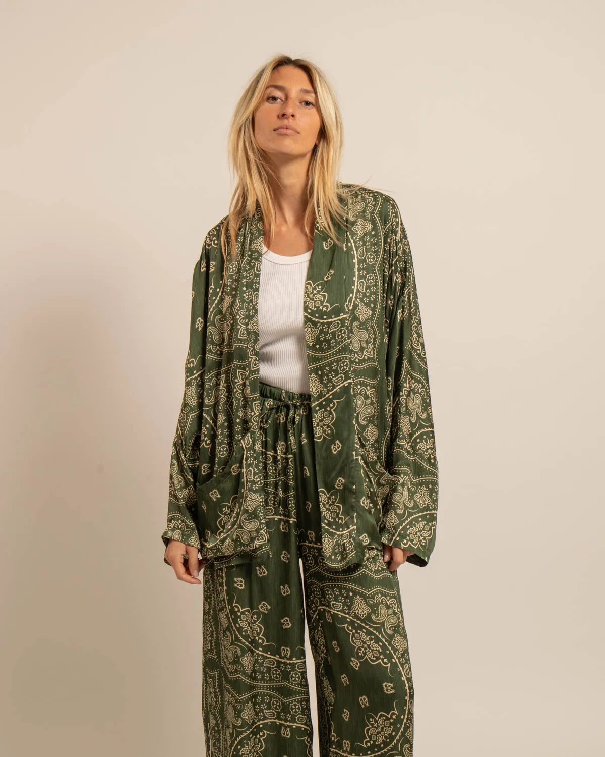 AOKYANOS Chicago Bandana Kaki Light kimono viscose