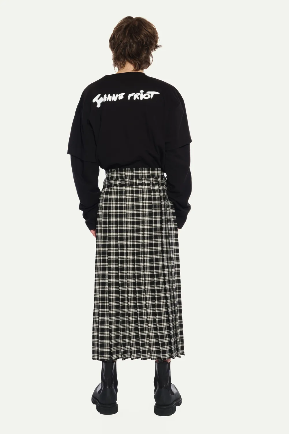 Jeanne Friot Visions Long Kilt jupe tartan noir S