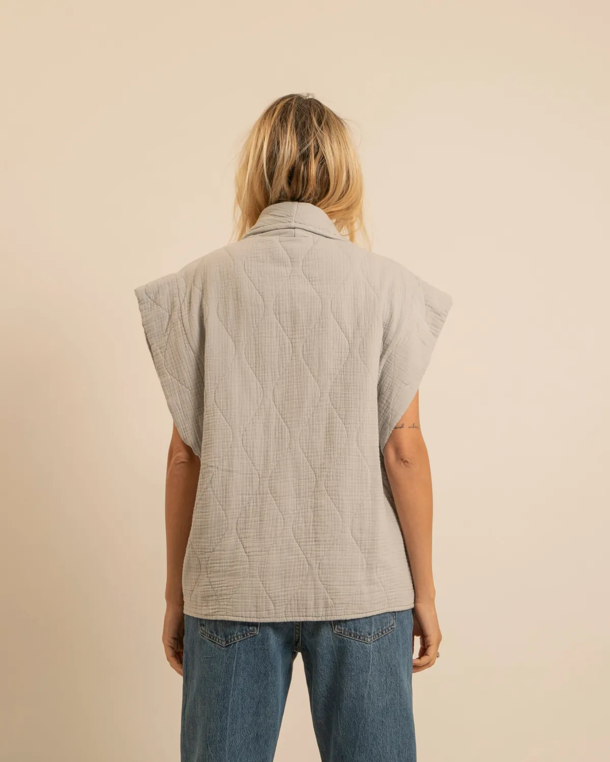 AOKYANOS Brooklyn Gris kimono coton matelassé taille unique