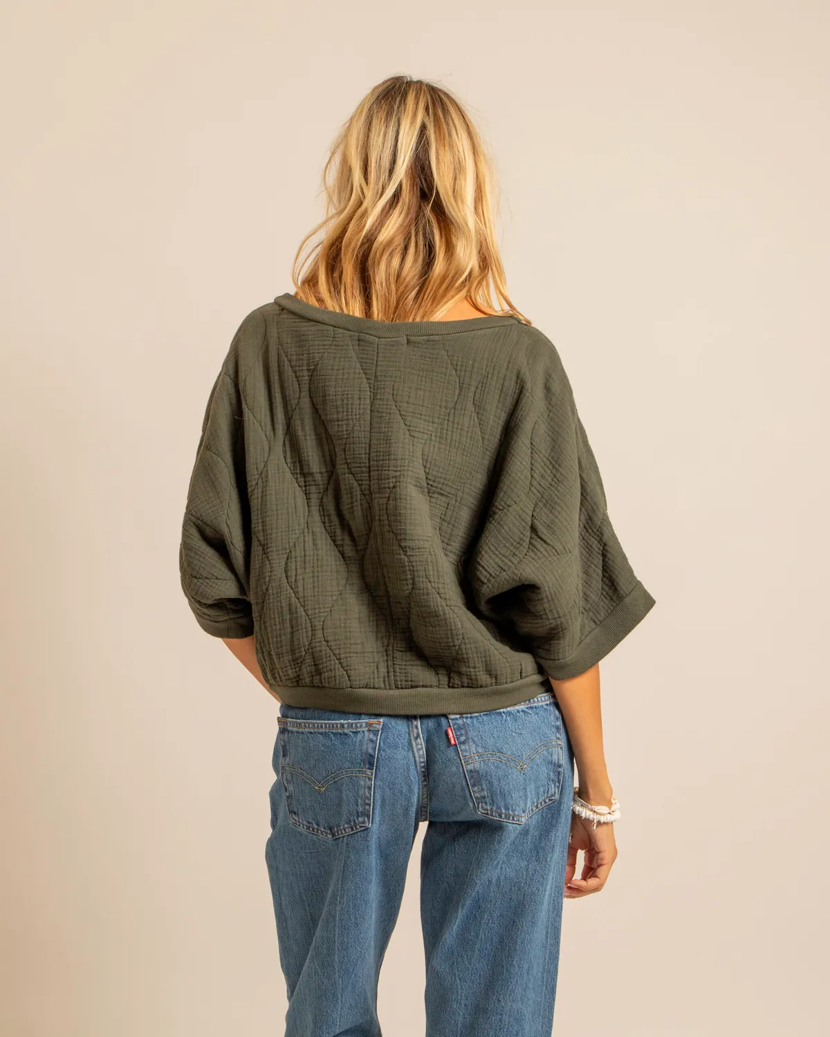 Aokyanos Seattle sweat kaki coton manche 3/4