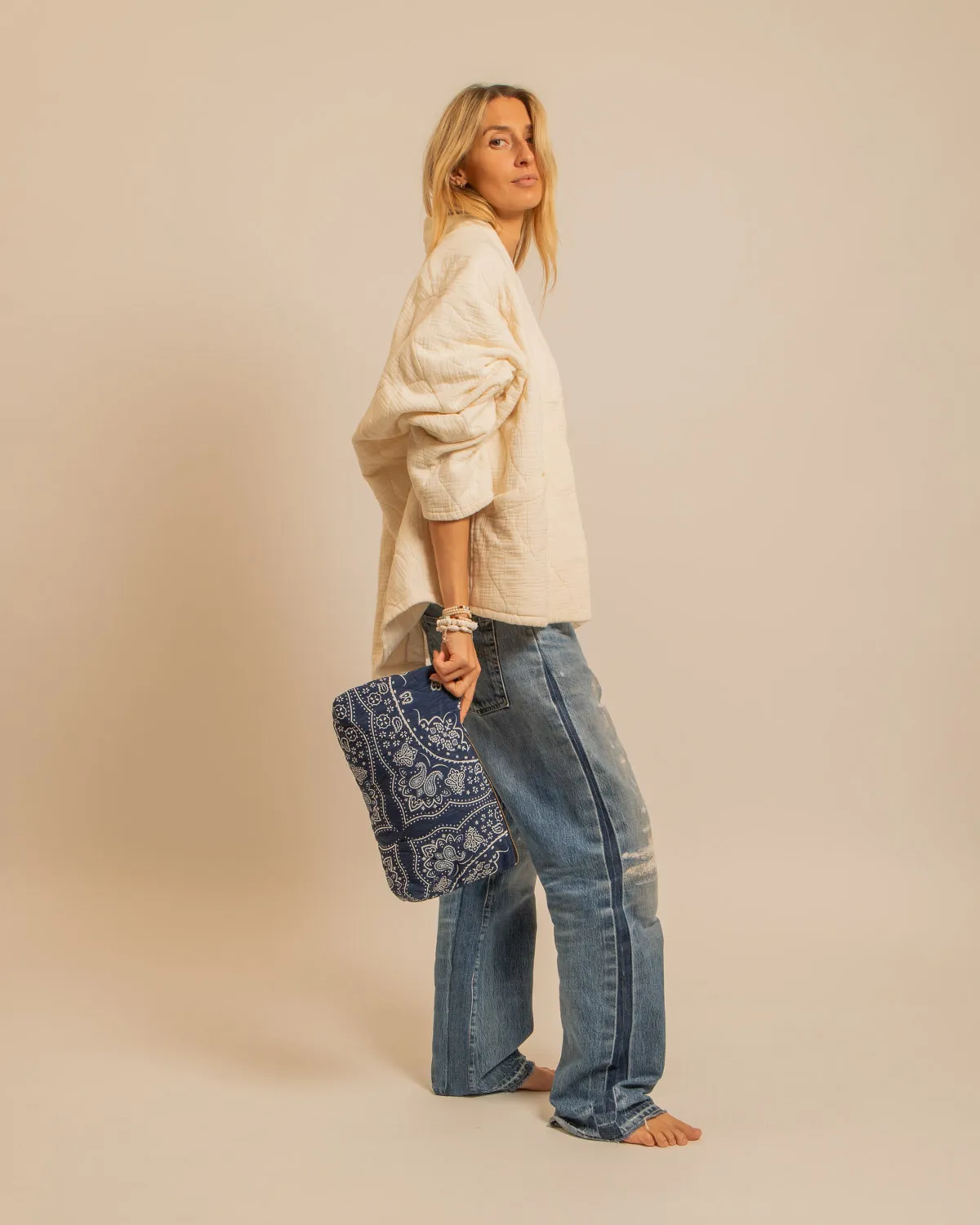 Aokyanos Orlando pochette matelassée bandana navy viscose