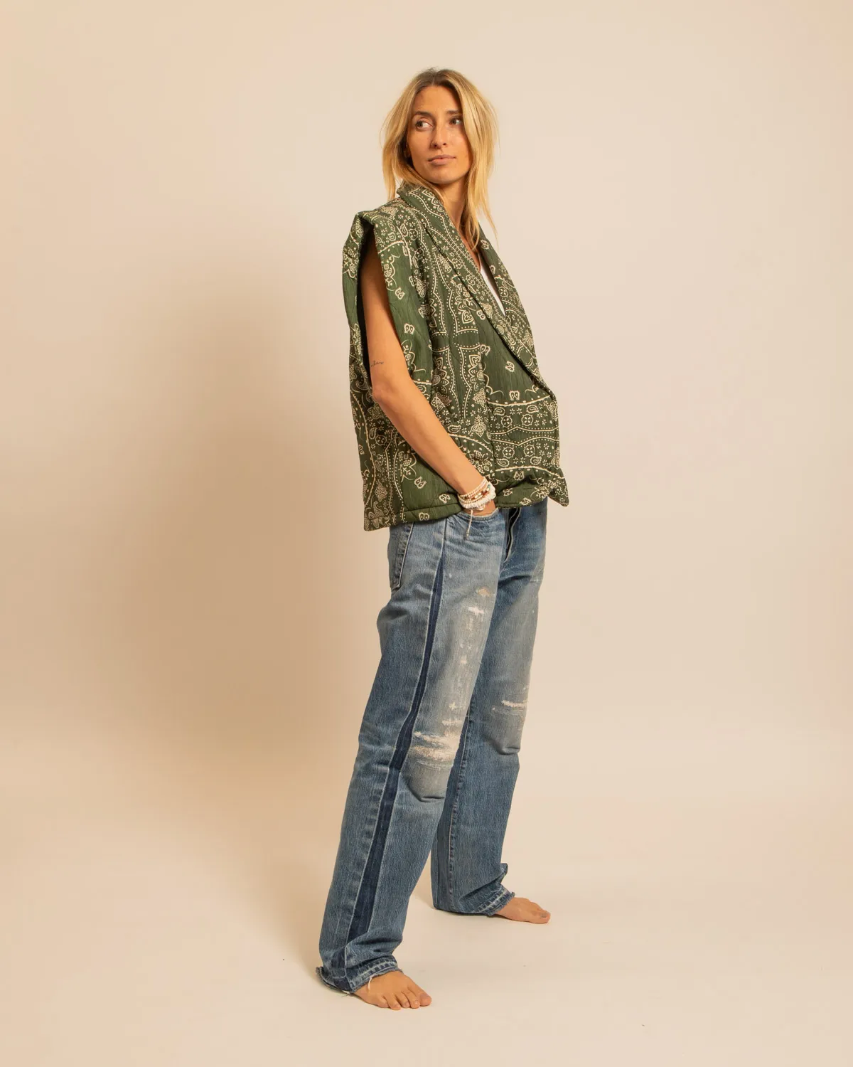 AOKYANOS Brooklyn gilet Bandanas Kaki viscose