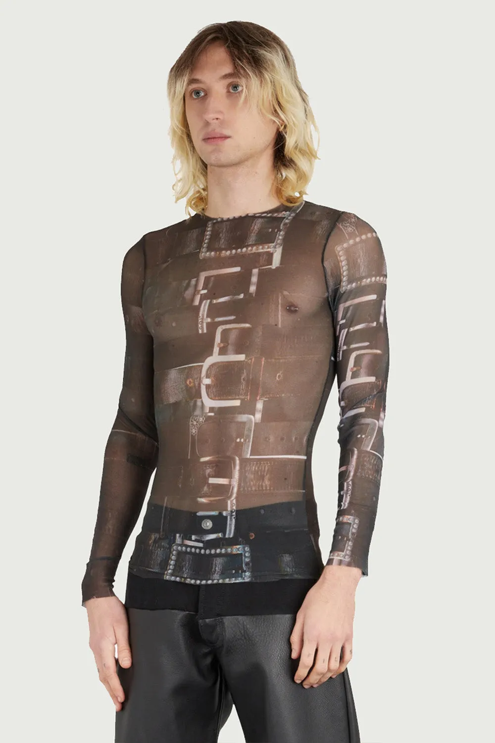 JEANNE FRIOT Belt Top Long Sleeve top manches longues imprimé
