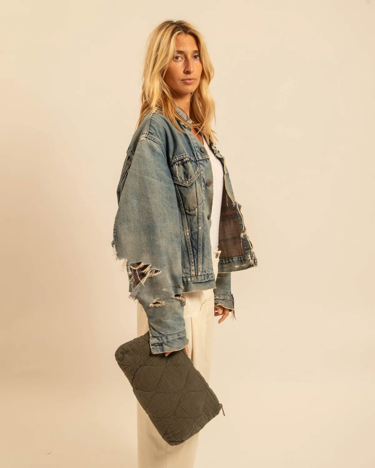 Aokyanos Orlando pochette kaki viscose 34 cm