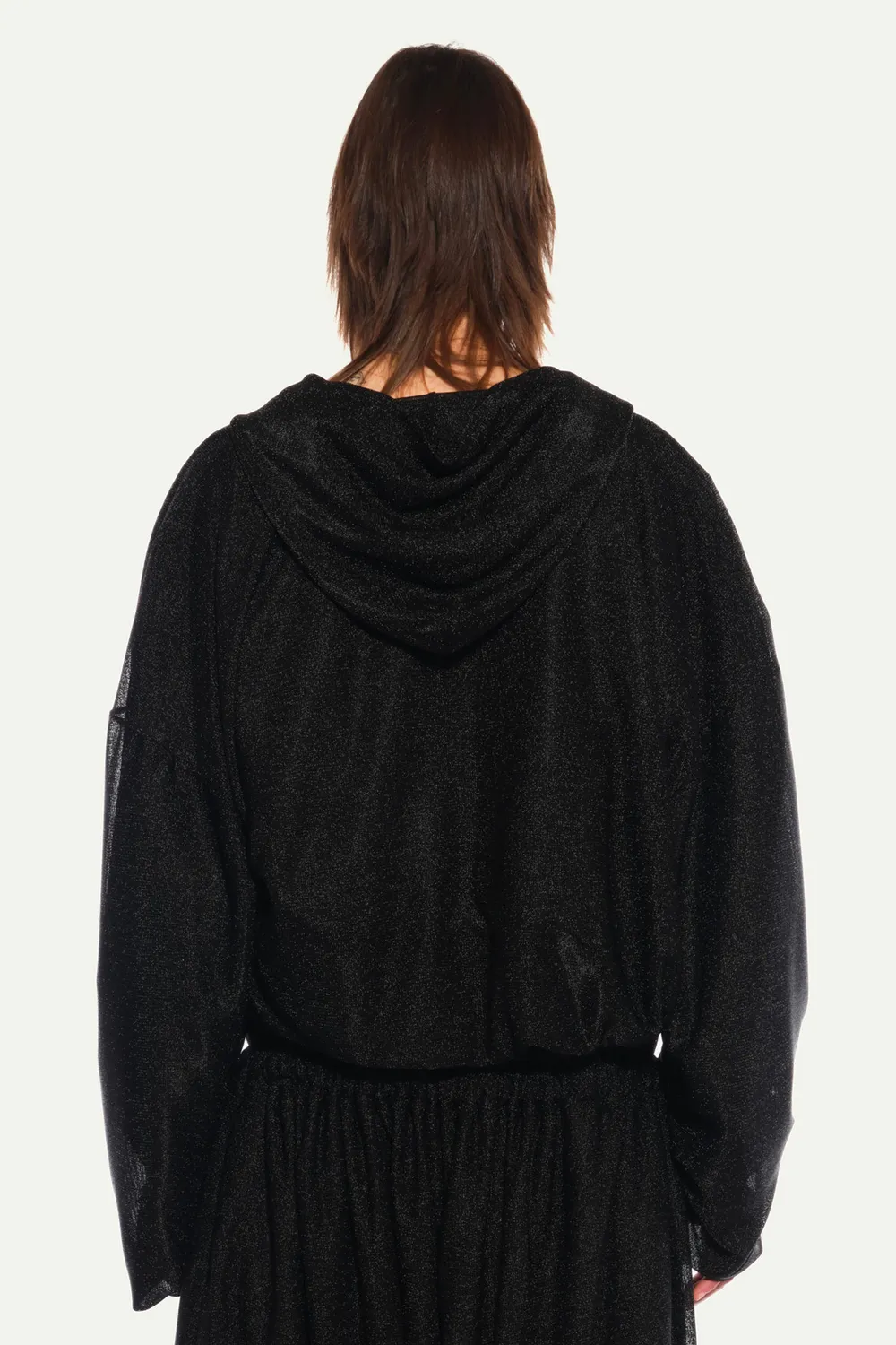 JEANNE FRIOT Metal Black Hoodie sweat capuche brillant
