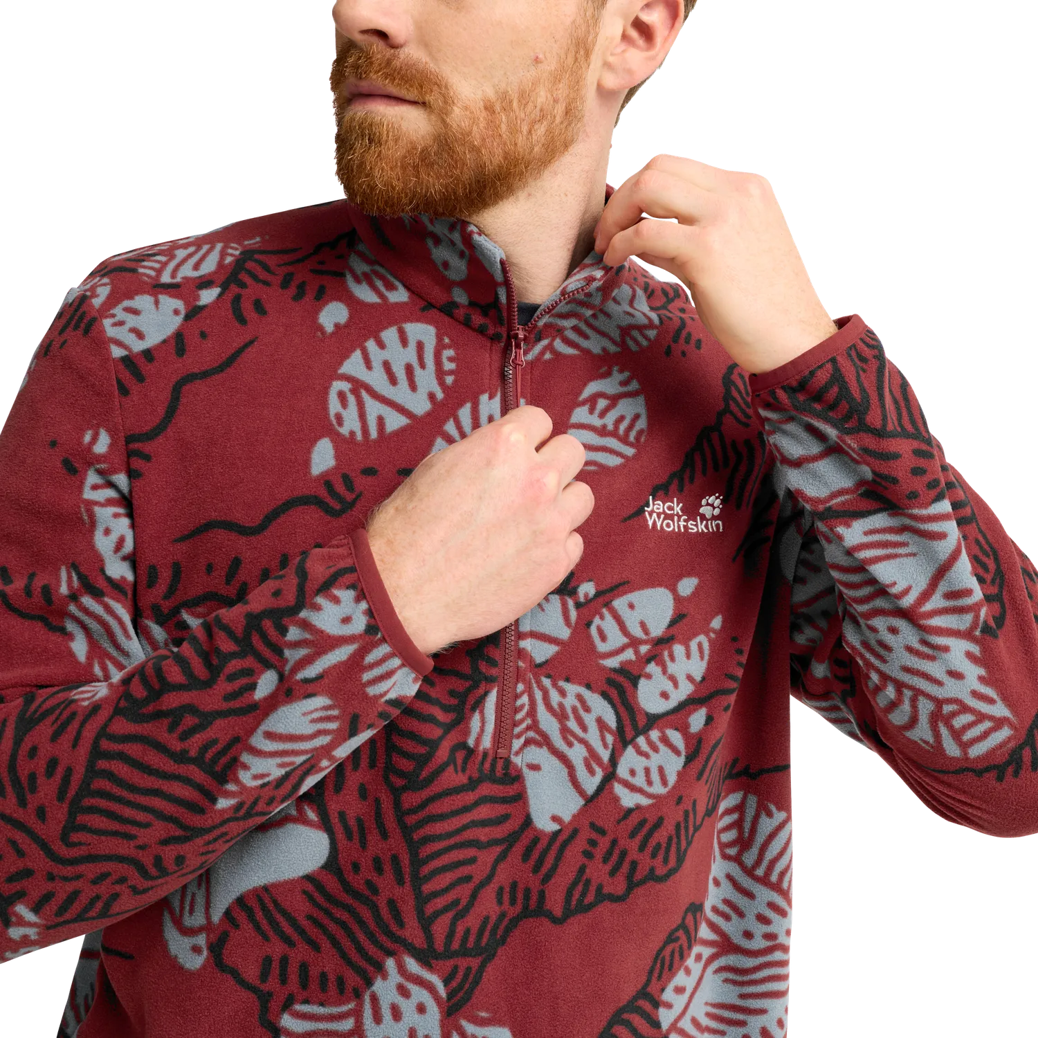 JACK WOLFSKIN PAW ERA 100 PRINT polaire homme demi-zip