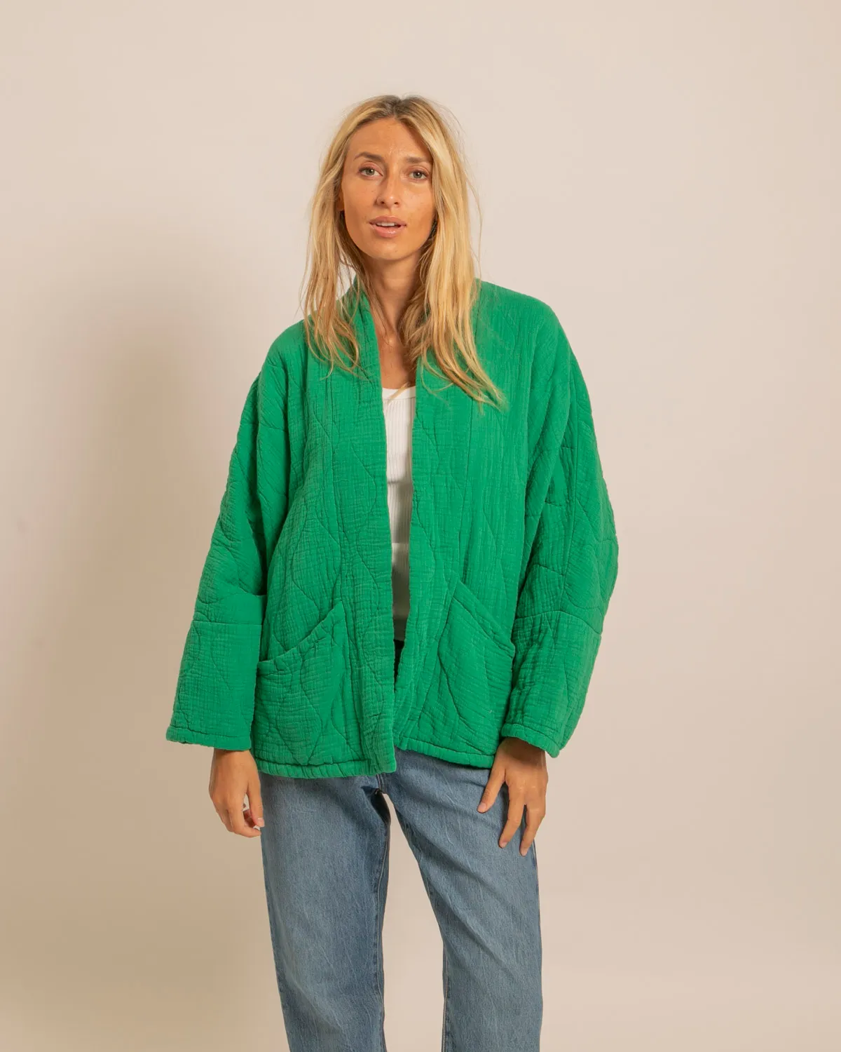AOKYANOS Chicago kimono vert matelassé coton