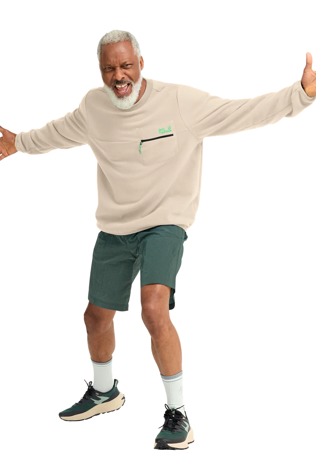 Jack Wolfskin Find the Wild sweat homme col rond poche zippée